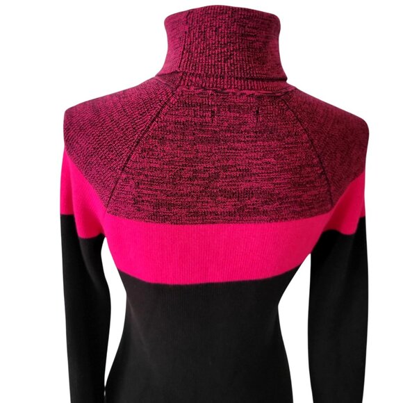 Calvin Klein Pink & Black Sweater Turtleneck Dress- S - Picture 5 of 7